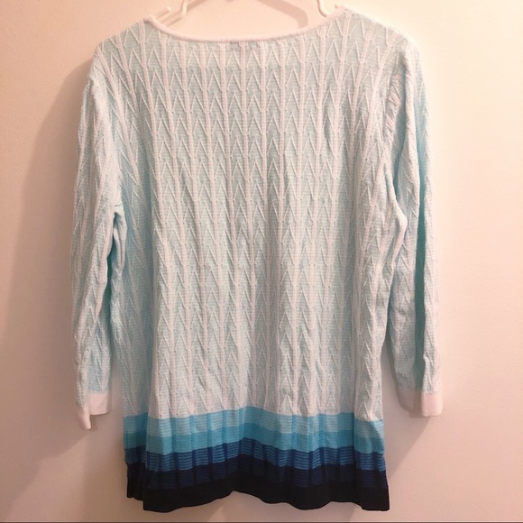 Talbots ombré sweater top 3/4 sleeve in blue - Picture 5 of 5